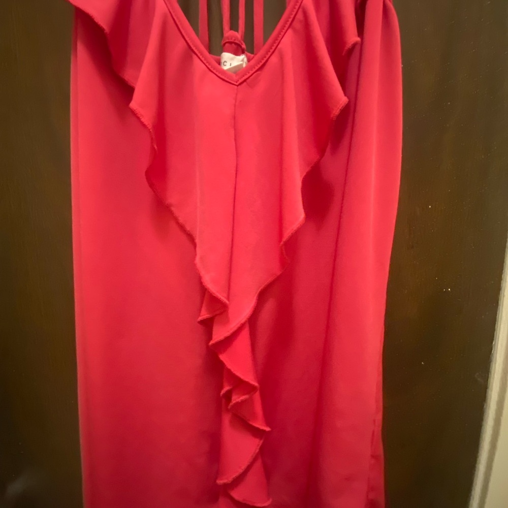 Socialite Pink Ruffled Tank Top - Picture 3 of 10